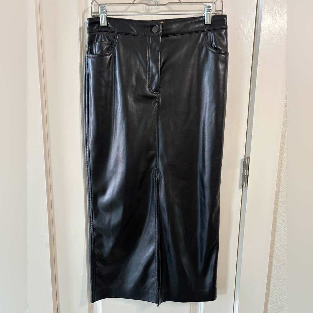 Bailey 44 Black Leather Skirt